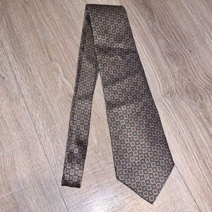 Stafford beige green square pattern 100% silk office formal tie